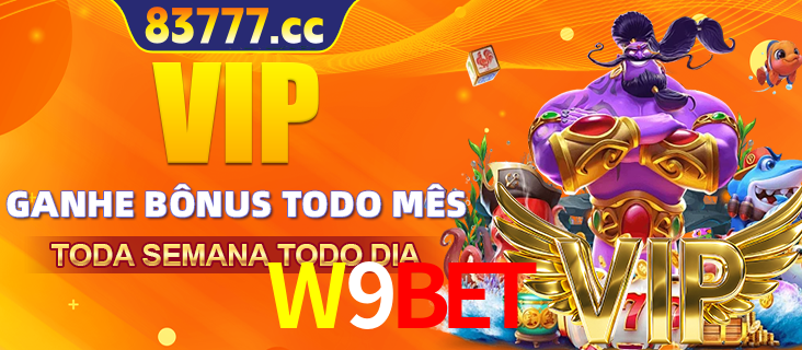 Banner promocional do W9BET oferecendo 100% de recompensas adicionais contínuas para quem fizer o login diário (Daily sign-in), com um mascote de coelho.