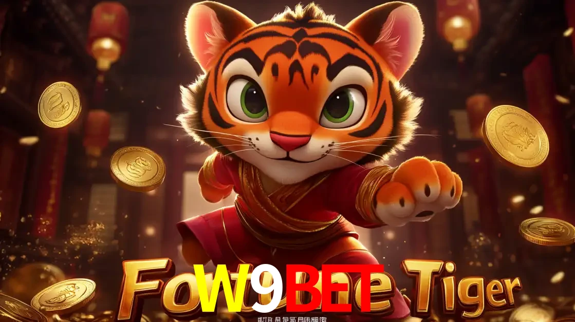 O carismático mascote do jogo de slot Fortune Tiger, um tigre fofo em pose de artes marciais, pronto para trazer sorte e multiplicadores de ganhos no cassino online W9BET.