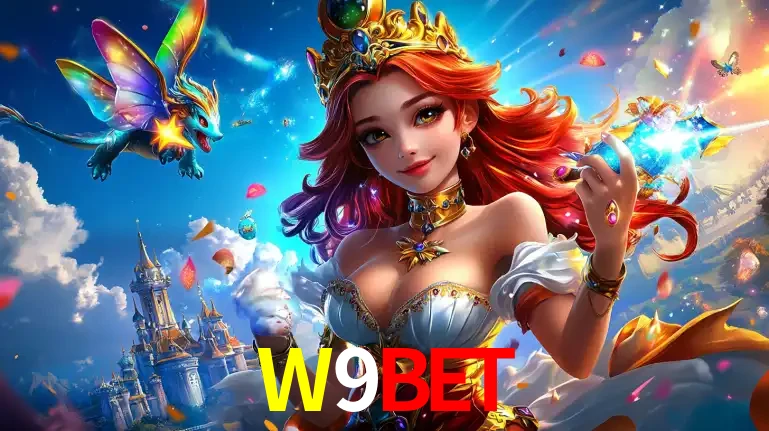 A princesa de um reino de fantasia mágico, com seu pequeno dragão, apresentando um mundo de prêmios encantados nos jogos de caça-níqueis do cassino W9BET.